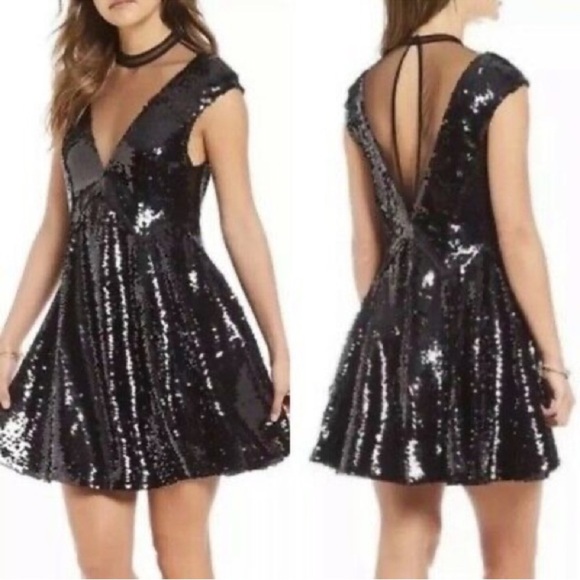 Free People dark grey/Black sequins dress size medium - Picture 7 of 9